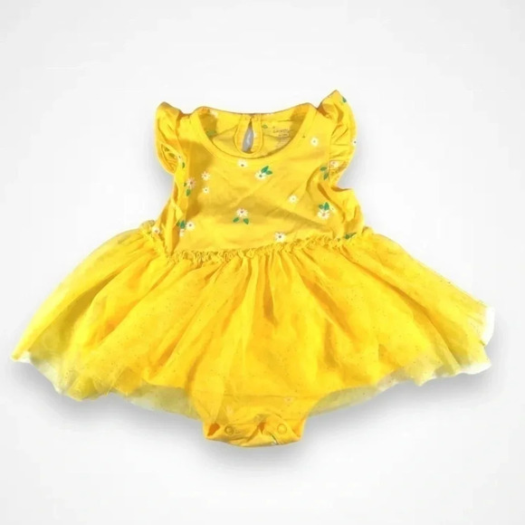 4/$20 George  Yellow Floral Tutu Onesie - Picture 1 of 5